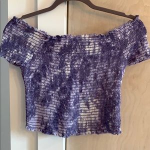 Tie dye blue scrunch crop top